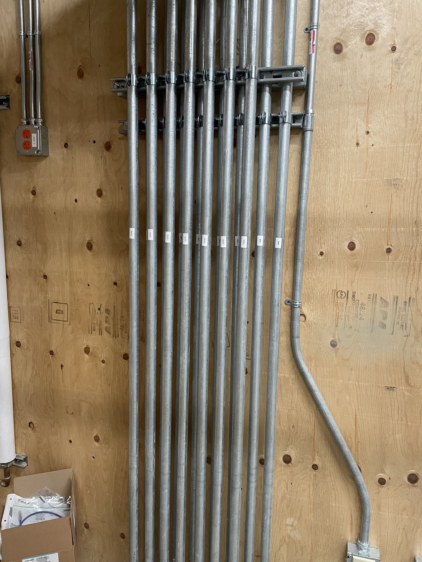 Conduit runs, racked and ready for inspection