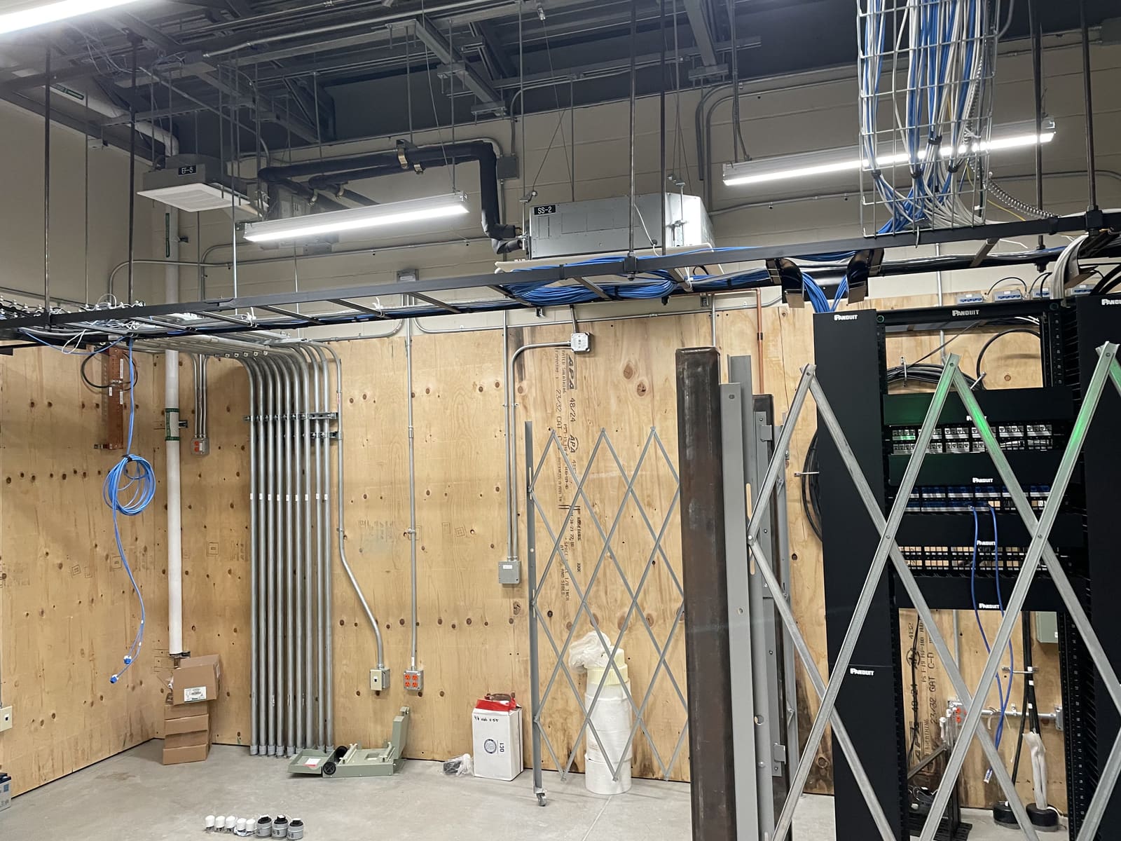 Rough-in wiring on a build-out